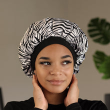 Load image into Gallery viewer, 10 pieces - White tiger Satin Hair Bonnet ( Satin Night sleep cap )
