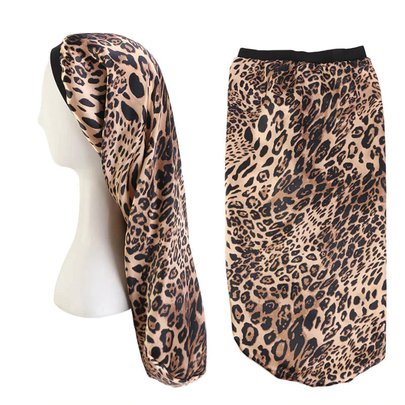 Satijnen muts voor dreadlocks / vlechten / rasta - luipaardprint Dreadsock / satijnen nachtcap / haarmuts