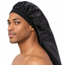 Load image into Gallery viewer, Satin bonnet for Dreadlocks / Braids / Rasta - Black Dreadsock / Satin night cap / Hair bonnet
