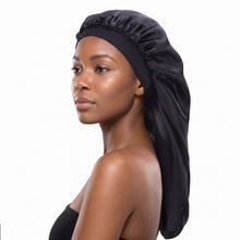Load image into Gallery viewer, Satin bonnet for Dreadlocks / Braids / Rasta - Black Dreadsock / Satin night cap / Hair bonnet

