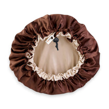 Load image into Gallery viewer, Chocolate brown Satin Hair Bonnet ( Adjustable &amp; Reversable Satin Night sleep cap )
