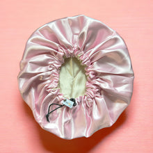 Lade das Bild in den Galerie-Viewer, Pink Adjustable Hair Bonnet (Kids / Children&#39;s size 3-7 years) Satin lined Night sleep cap
