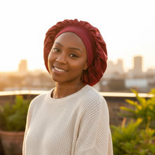 Charger l'image dans la galerie, Bonnet en satin pour cheveux - Rouge (Bonnet de nuit en satin)

