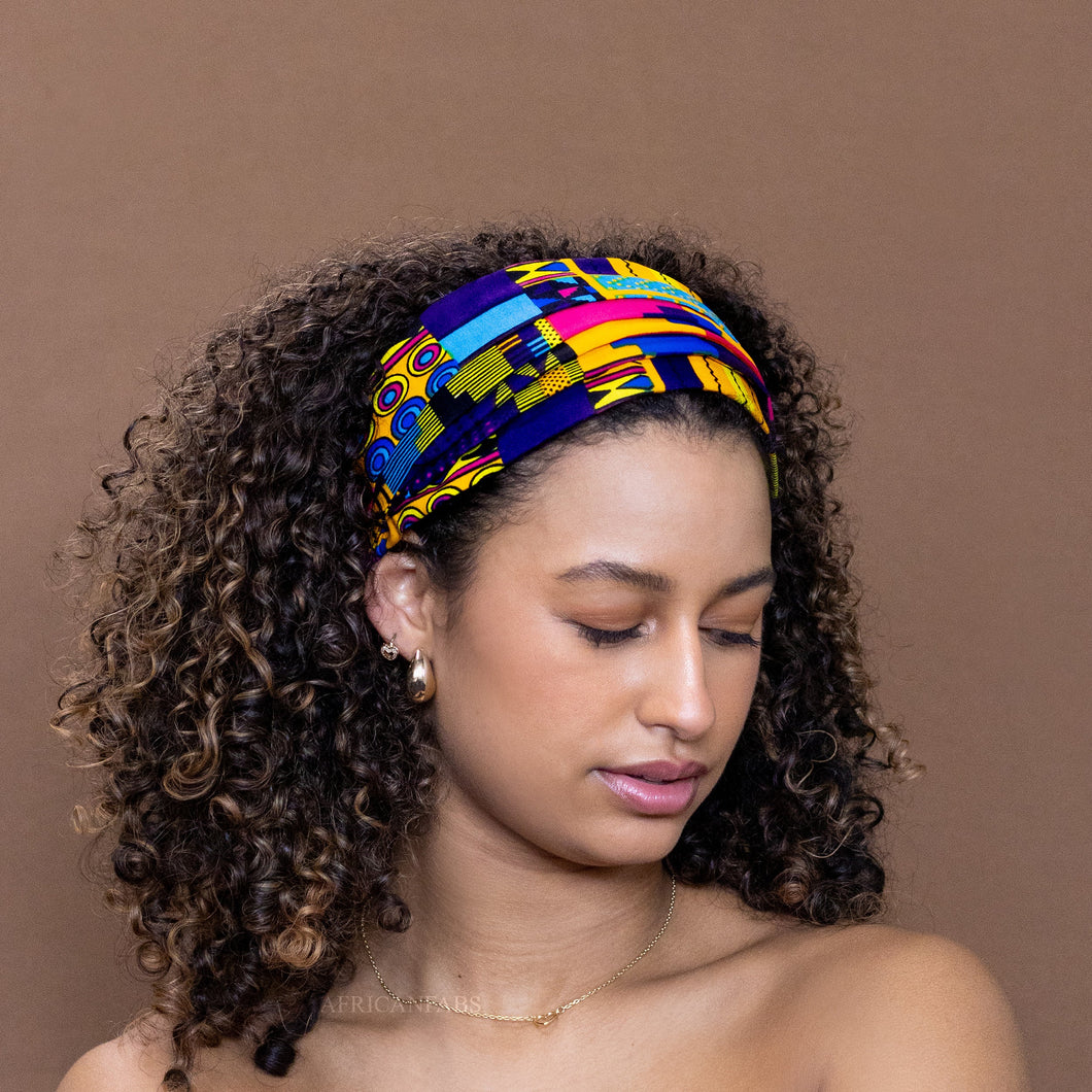 African print Headband - Unisex Adults - Hair Accessories -Multicolor purple kente