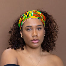 Load image into Gallery viewer, African print Headband - Unisex Adults - Hair Accessories - Green / Yellow Kente
