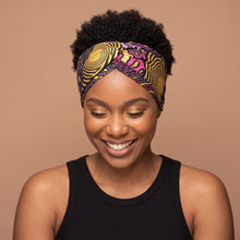 Charger l'image dans la galerie, African print Headband - Adults - Hair Accessories - Pink Gold Patterns
