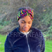 Lade das Bild in den Galerie-Viewer, African print Headband - Adults - Hair Accessories - Mud cloth pink green
