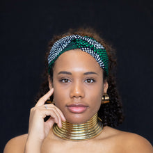 Load image into Gallery viewer, African print Headband - Adults - Hair Accessories - Green diamonds
