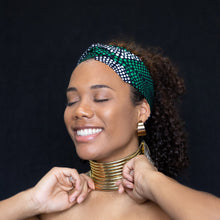 Load image into Gallery viewer, African print Headband - Adults - Hair Accessories - Green diamonds
