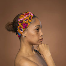 Load image into Gallery viewer, African print Headband - Adults - Hair Accessories - Mustard Pink Botanical Flow
