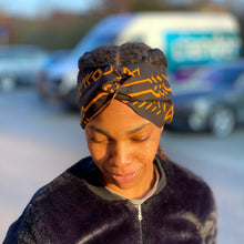 Lade das Bild in den Galerie-Viewer, African print Headband - Adults - Hair Accessories - Black yellow bogolan
