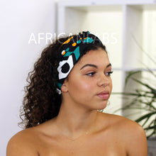 Afbeelding in Gallery-weergave laden, African print Headband - Adults - Hair Accessories - Black / green
