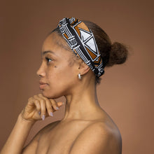 Load image into Gallery viewer, African print Headband - Adults - Hair Accessories - Brown Beige Bogolan Symbols
