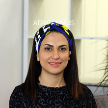 Lade das Bild in den Galerie-Viewer, African print Headband - Adults - Hair Accessories - Blue / yellow samakaka
