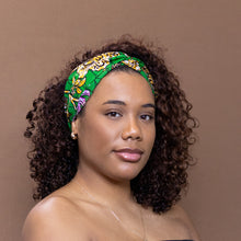 Load image into Gallery viewer, African print Headband - Adults - Hair Accessories - Green Flowers
