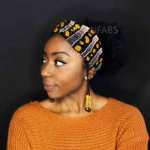 Afbeelding in Gallery-weergave laden, African print Headband - Adults - Hair Accessories - Black mustard bogolan
