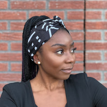 Load image into Gallery viewer, African print Headband (Looser fit) - Adults - Hair Accessories - Black / white Bogolan
