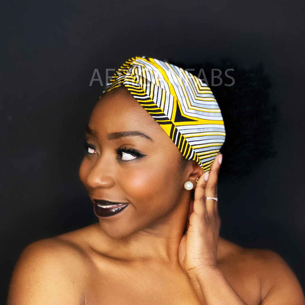 Haarband mit afrikanischem Aufdruck – Erwachsene – Haarschmuck – Gelb/Silber-Paste-Passform