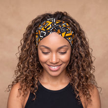 Charger l'image dans la galerie, African print Headband - Adults - Hair Accessories - Brown Bogolan Geometry
