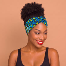 Load image into Gallery viewer, African print Headband - Adults - Hair Accessories - Blue Leopard Spots
