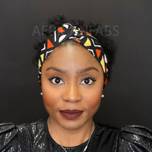 Afbeelding in Gallery-weergave laden, African print Headband - Adults - Hair Accessories - Black / orange / white Bogolan
