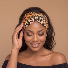 Afbeelding in Gallery-weergave laden, African print Headband - Adults - Hair Accessories - Orange Beige Leopard Spots
