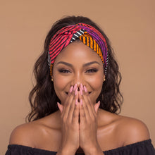 Charger l'image dans la galerie, African print Headband - Adults - Hair Accessories - Orange Purple Concentric Circles
