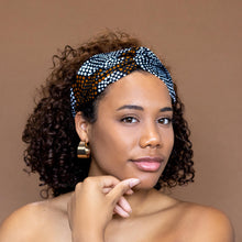 Load image into Gallery viewer, African print Headband - Adults - Hair Accessories - Mustard-brown diamonds
