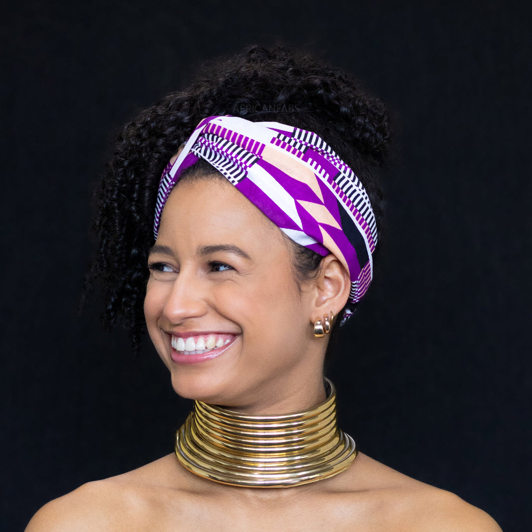 Haarband mit afrikanischem Print - Erwachsene - Haarschmuck - Lila Kente