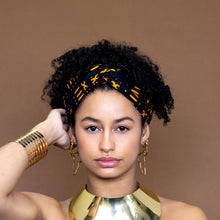 Lade das Bild in den Galerie-Viewer, African print Headband - Adults - Hair Accessories - Black / Yellow BOGOLAN
