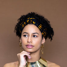 Lade das Bild in den Galerie-Viewer, African print Headband - Adults - Hair Accessories - Black / Yellow BOGOLAN
