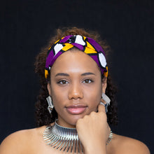Lade das Bild in den Galerie-Viewer, African print Headband - Adults - Hair Accessories - Purple Yellow Samakaka
