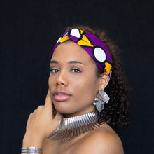 Lade das Bild in den Galerie-Viewer, African print Headband - Adults - Hair Accessories - Purple Yellow Samakaka
