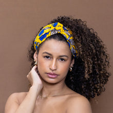 Load image into Gallery viewer, African print Headband - Adults - Hair Accessories - Yellow Blue Flowers
