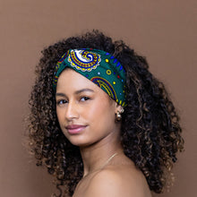 Load image into Gallery viewer, African print Headband - Adults - Hair Accessories - Green Multicolor Paisley

