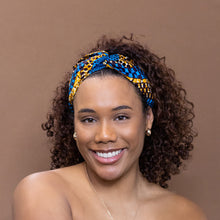Load image into Gallery viewer, African print Headband - Adults - Hair Accessories - Blue dotted patterns

