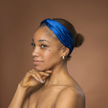 Load image into Gallery viewer, Blue Satin Headband with Twist - Adult Hair Accessory
