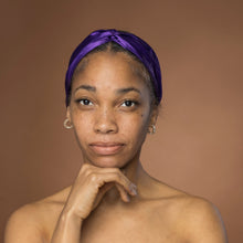 Load image into Gallery viewer, Purple Satin Headband with Twist - Adult Hair Accessory
