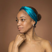 Load image into Gallery viewer, Teal Satin Headband with Twist - Adult Hair Accessory
