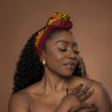 Load image into Gallery viewer, African headwrap - Red Yellow Concentric Circle Design
