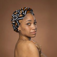 Load image into Gallery viewer, African headwrap - Brown Beige Bogolan
