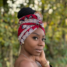 Load image into Gallery viewer, African Red / beige / headwrap
