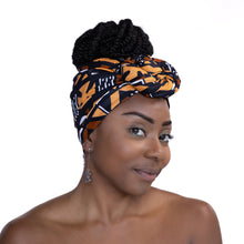 Load image into Gallery viewer, African Black / Brown bogolan / mud cloth headwrap
