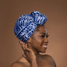 Load image into Gallery viewer, African headwrap - Blue Ndop Cameroon
