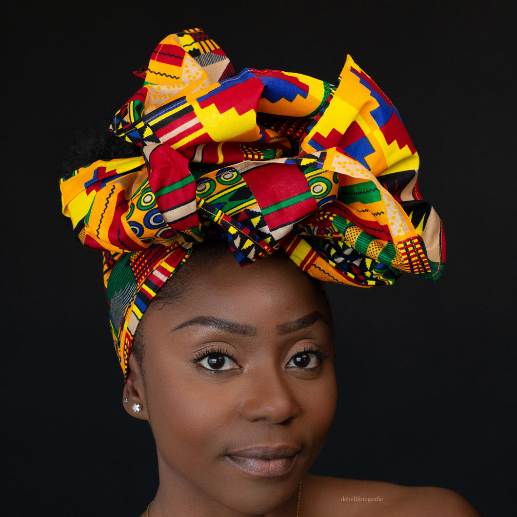 African Yellow / Red / Kente / mud cloth headwrap