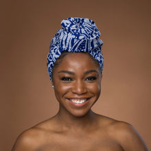 Load image into Gallery viewer, African headwrap - Blue Ndop Cameroon
