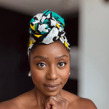 Load image into Gallery viewer, African headwrap - Turquoise Yellow Samakaka / Samacaca
