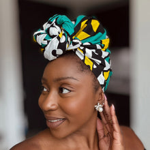 Load image into Gallery viewer, African headwrap - Turquoise Yellow Samakaka / Samacaca
