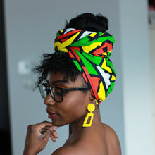 Load image into Gallery viewer, African red / green samakaka headwrap
