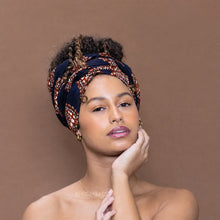 Lade das Bild in den Galerie-Viewer, Afrikanisches schwarzes Paisley-Kopftuch
